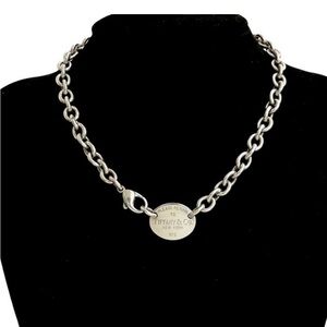 Tiffany & Co. Auth Oval Tag Vintage 925 Sterling Silver Necklace w/Box ✨EUC✨